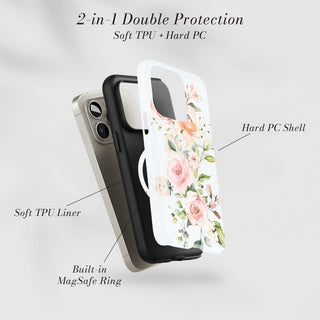 Tough Case MagSafe English Rose, two layer protection with soft TPU liner and hard PC shell
