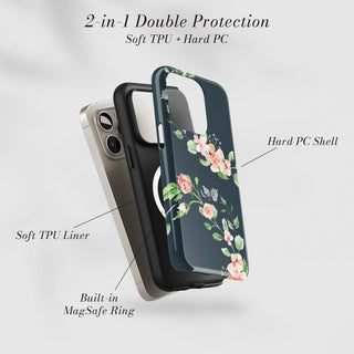 Tough Case MagSafe Blush Botanical, two layer protection with soft TPU liner and hard PC shell