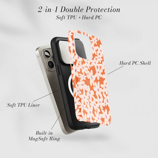 Tough Case MagSafe Tangerine Daisy, two layer protection with soft TPU liner and hard PC shell