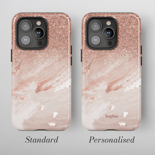 Tough Case MagSafe Rose Gold Marble, standard or personalised with your name printed on the design