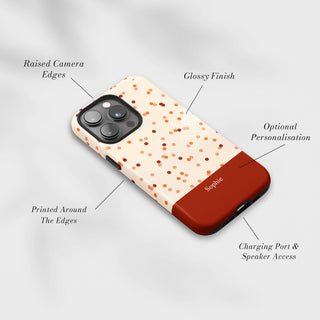 Tough Case MagSafe Spice Speckle, raised camera edges, glossy finish and port access