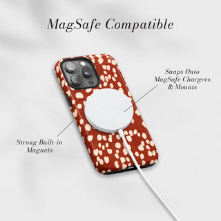 Tough Case MagSafe Rust Fawn, snaps onto MagSafe chargers and mounts