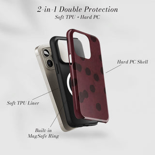 Tough Case MagSafe Aubergine Dots, two layer protection with soft TPU liner and hard PC shell