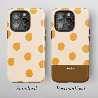 Tough Case MagSafe Mustard Dots, standard or personalised with your name on the colour band