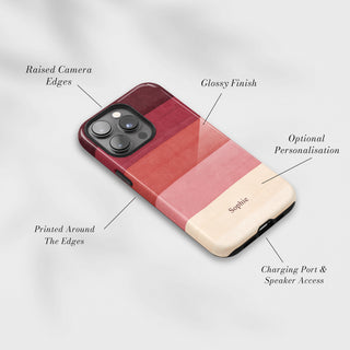 Tough Case MagSafe Sunset Layers, raised camera edges, glossy finish and port access