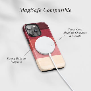 Tough Case MagSafe Sunset Layers, snaps onto MagSafe chargers and mounts