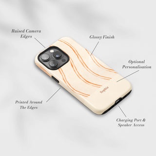 Tough Case MagSafe Amber Ripple, raised camera edges, glossy finish and port access