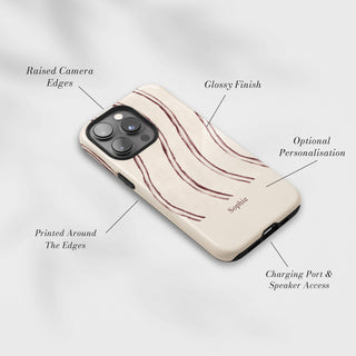 Tough Case MagSafe Plum Ripple, raised camera edges, glossy finish and port access