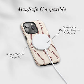 Tough Case MagSafe Plum Ripple, snaps onto MagSafe chargers and mounts