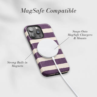 Tough Case MagSafe Violet Stripe, snaps onto MagSafe chargers and mounts