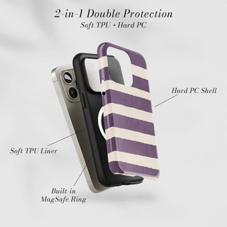Tough Case MagSafe Violet Stripe, two layer protection with soft TPU liner and hard PC shell