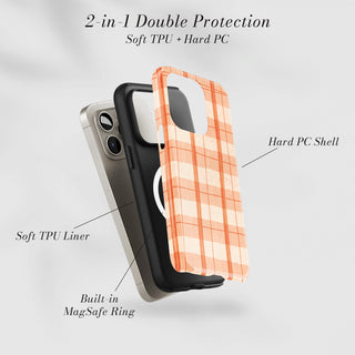 Tough Case MagSafe Marmalade Check, two layer protection with soft TPU liner and hard PC shell