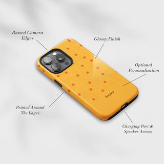 Tough Case MagSafe Marigold Spark, raised camera edges, glossy finish and port access