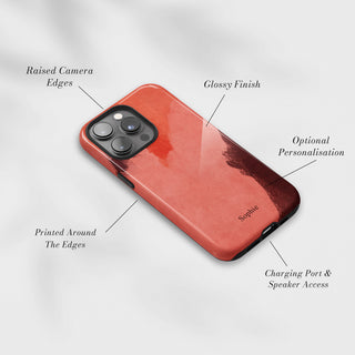 Tough Case MagSafe Coral Haze, raised camera edges, glossy finish and port access