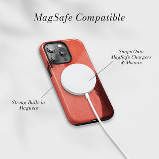 Tough Case MagSafe Coral Haze, snaps onto MagSafe chargers and mounts