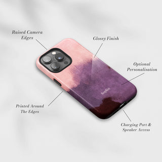 Tough Case MagSafe Heather Haze, raised camera edges, glossy finish and port access