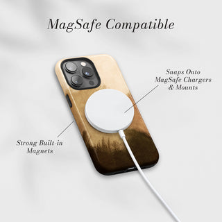 Tough Case MagSafe Moss Haze, snaps onto MagSafe chargers and mounts