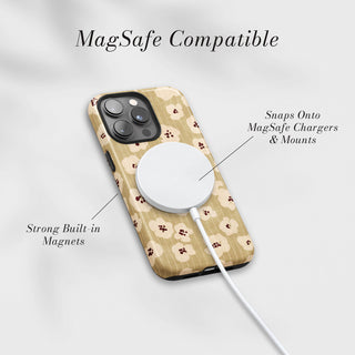 Tough Case MagSafe Olive Poppy, snaps onto MagSafe chargers and mounts