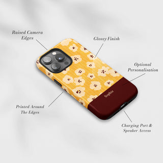 Tough Case MagSafe Honey Poppy, raised camera edges, glossy finish and port access