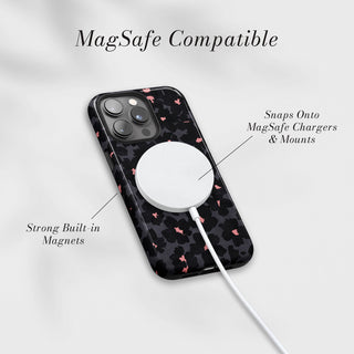 Tough Case MagSafe Midnight Bloom, snaps onto MagSafe chargers and mounts