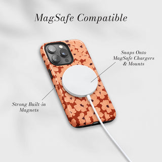 Tough Case MagSafe Terracotta Bloom, snaps onto MagSafe chargers and mounts