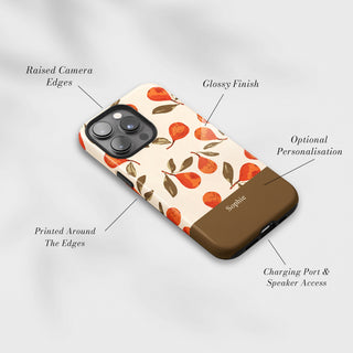 Tough Case MagSafe Autumn Pear, raised camera edges, glossy finish and port access