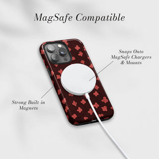 Tough Case MagSafe Oxblood Ditsy, snaps onto MagSafe chargers and mounts