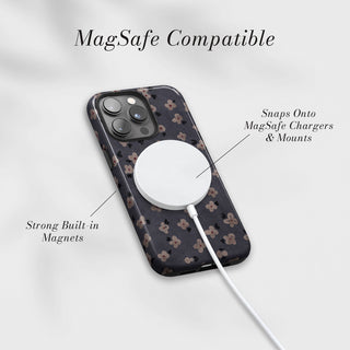Tough Case MagSafe Slate Ditsy, snaps onto MagSafe chargers and mounts