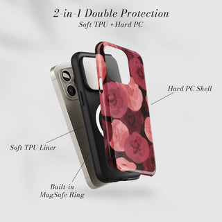 Tough Case MagSafe Burgundy Rose, two layer protection with soft TPU liner and hard PC shell