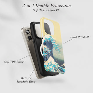 Tough Case MagSafe The Great Wave, two layer protection with soft TPU liner and hard PC shell