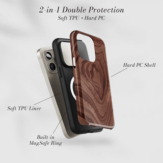 Tough Case MagSafe Walnut Agate, two layer protection with soft TPU liner and hard PC shell