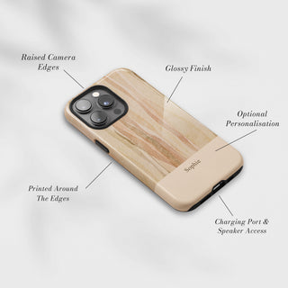 Tough Case MagSafe Sandstone Wash, raised camera edges, glossy finish and port access