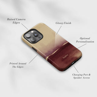 Tough Case MagSafe Wine Horizon, raised camera edges, glossy finish and port access