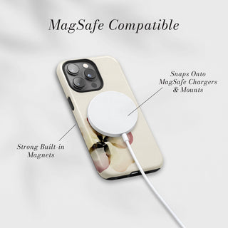 Tough Case MagSafe Blush Pansy, snaps onto MagSafe chargers and mounts