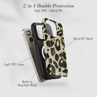Tough Case MagSafe Sage Leopard, two layer protection with soft TPU liner and hard PC shell