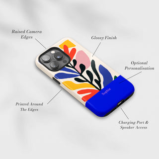 Tough Case MagSafe Cut-Out Botanical, raised camera edges, glossy finish and port access