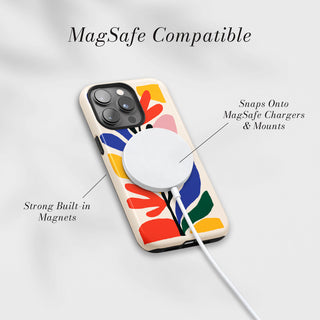 Tough Case MagSafe Cut-Out Botanical, snaps onto MagSafe chargers and mounts