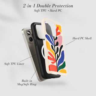 Tough Case MagSafe Cut-Out Botanical, two layer protection with soft TPU liner and hard PC shell