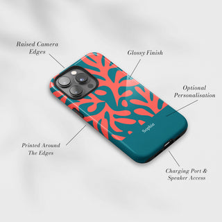 Tough Case MagSafe Coral Reef, raised camera edges, glossy finish and port access