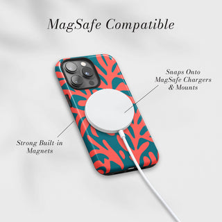 Tough Case MagSafe Coral Reef, snaps onto MagSafe chargers and mounts