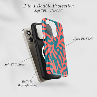 Tough Case MagSafe Coral Reef, two layer protection with soft TPU liner and hard PC shell