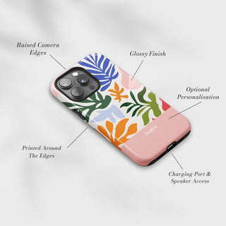 Tough Case MagSafe Confetti Garden, raised camera edges, glossy finish and port access