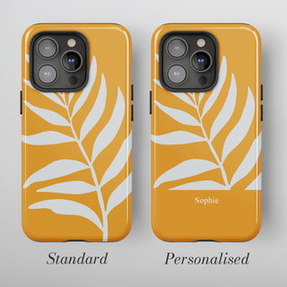 Tough Case MagSafe Mustard Palm, standard or personalised with your name on the colour band