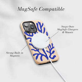 Tough Case MagSafe Blue Coral, snaps onto MagSafe chargers and mounts