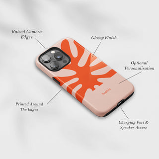 Tough Case MagSafe Apricot Splash, raised camera edges, glossy finish and port access
