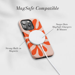 Tough Case MagSafe Apricot Splash, snaps onto MagSafe chargers and mounts