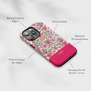 Tough Case MagSafe Berry Trellis, raised camera edges, glossy finish and port access