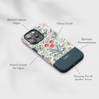 Tough Case MagSafe Cottage Garden, raised camera edges, glossy finish and port access
