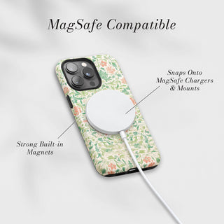Tough Case MagSafe Willow Garden, snaps onto MagSafe chargers and mounts