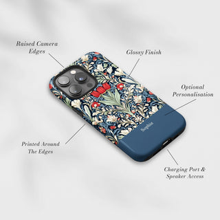 Tough Case MagSafe Tulip Trellis, raised camera edges, glossy finish and port access